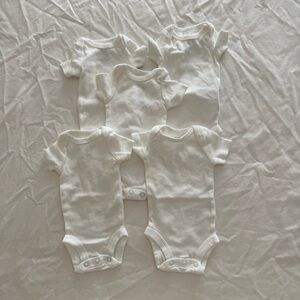 Carter's Classic White Bodysuit Set of 5 Preemie size
